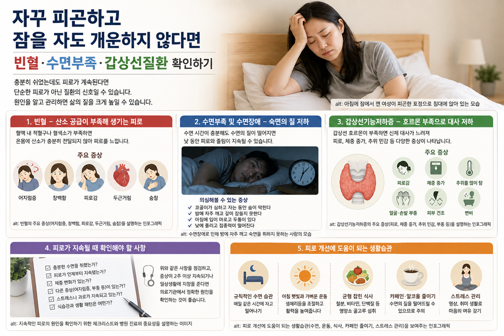 자꾸 피곤하고 잠을 자도 개운하지 않다면 빈혈과 수면장애 원인
