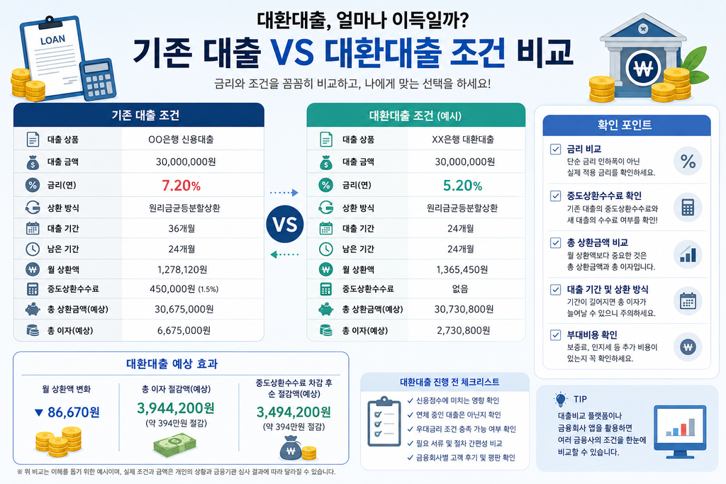 대환대출 금리와 중도상환수수료 비교