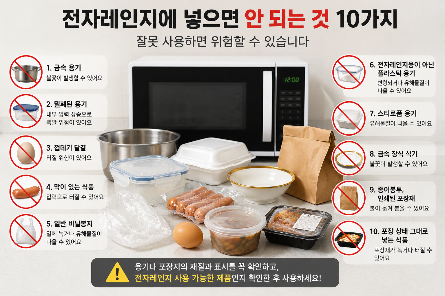 전자레인지에 넣으면 안 되는 것 10가지｜잘못 사용하면 위험할 수 있습니다